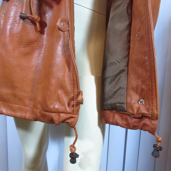Vintage Damselle Made in USA Womens Leather Jacket Coat S Fur Collar ThermoLite - Picture 11 of 16
